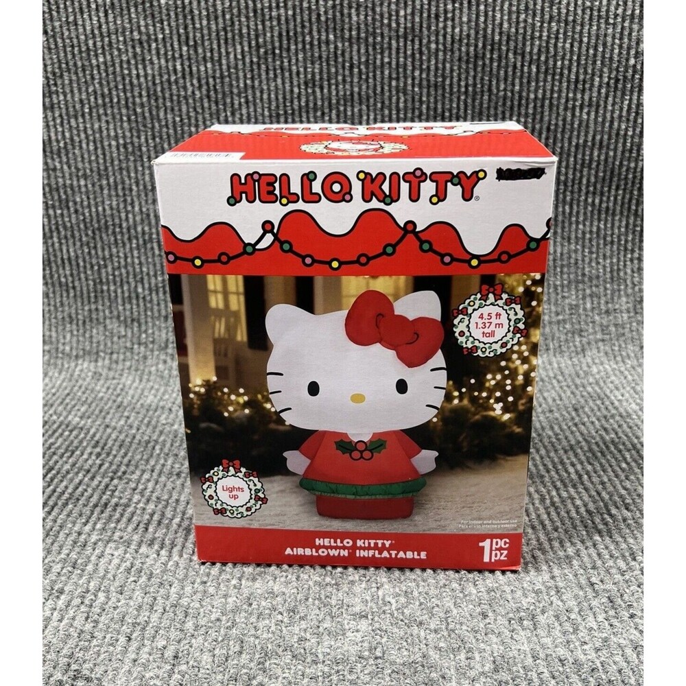 Gemmy HELLO KITTY 4.5’ Airblown Christmas Inflatable Lights Sanrio Berries NEW